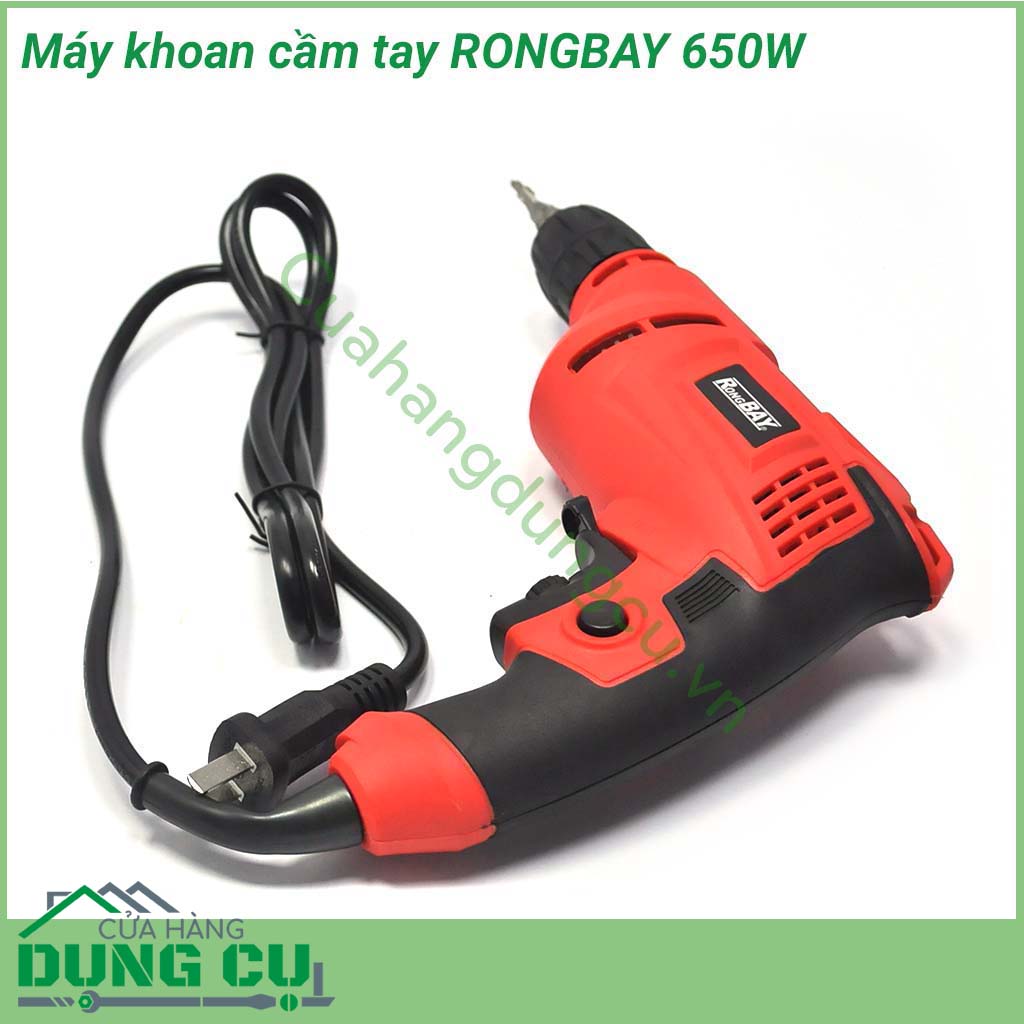 Máy khoan điện cầm tay RongBay 650W Lõi đồng