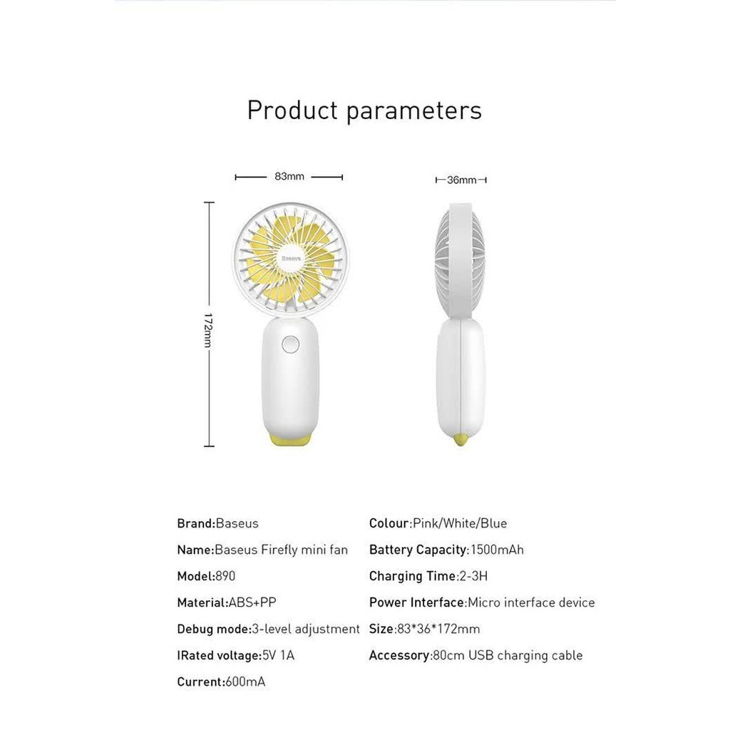Quạt cầm tay BASEUS Firefly mini fan CXYHC-02