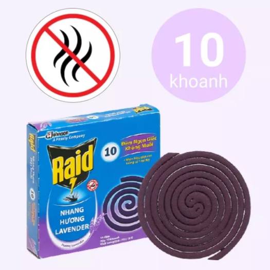 Combo 5 hộp nhang muỗi Raid hương Lavender - 10 khoanh / hộp