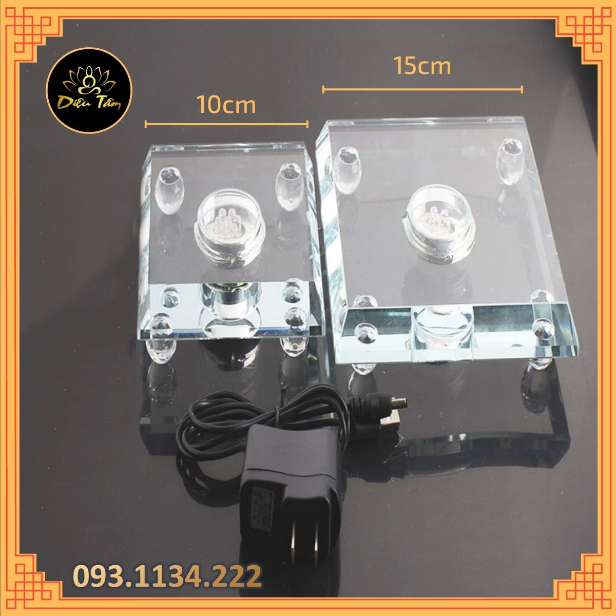 Đế đèn led pha lê đổi 7 màu làm sáng tượng trang trí đồ thờ cúng phong thủy