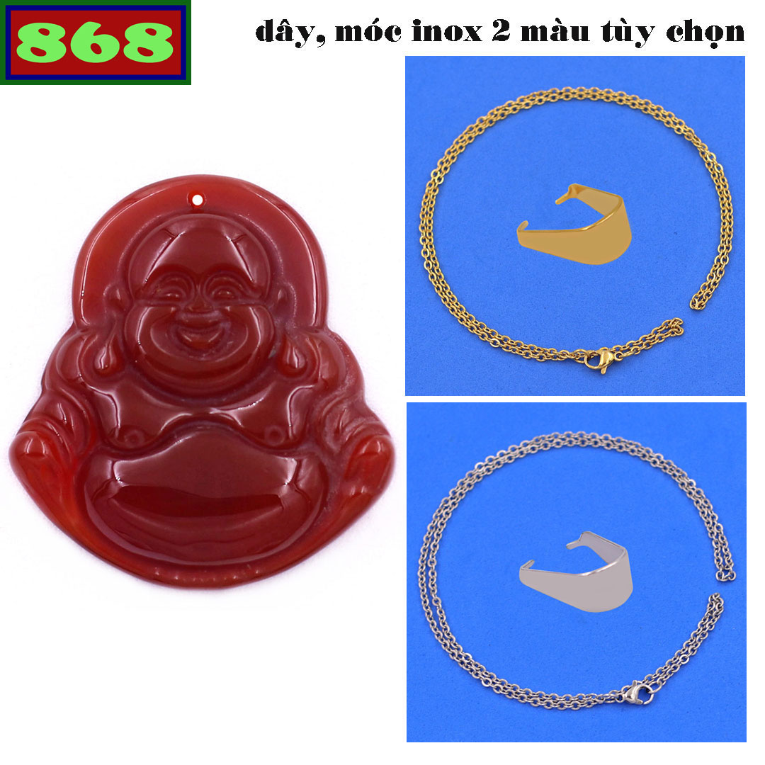 Face Maitreya Buddha red agate 3.6 cm attached necklace stainless steel necklaces + hook stainless steel, pendant laughing Buddha