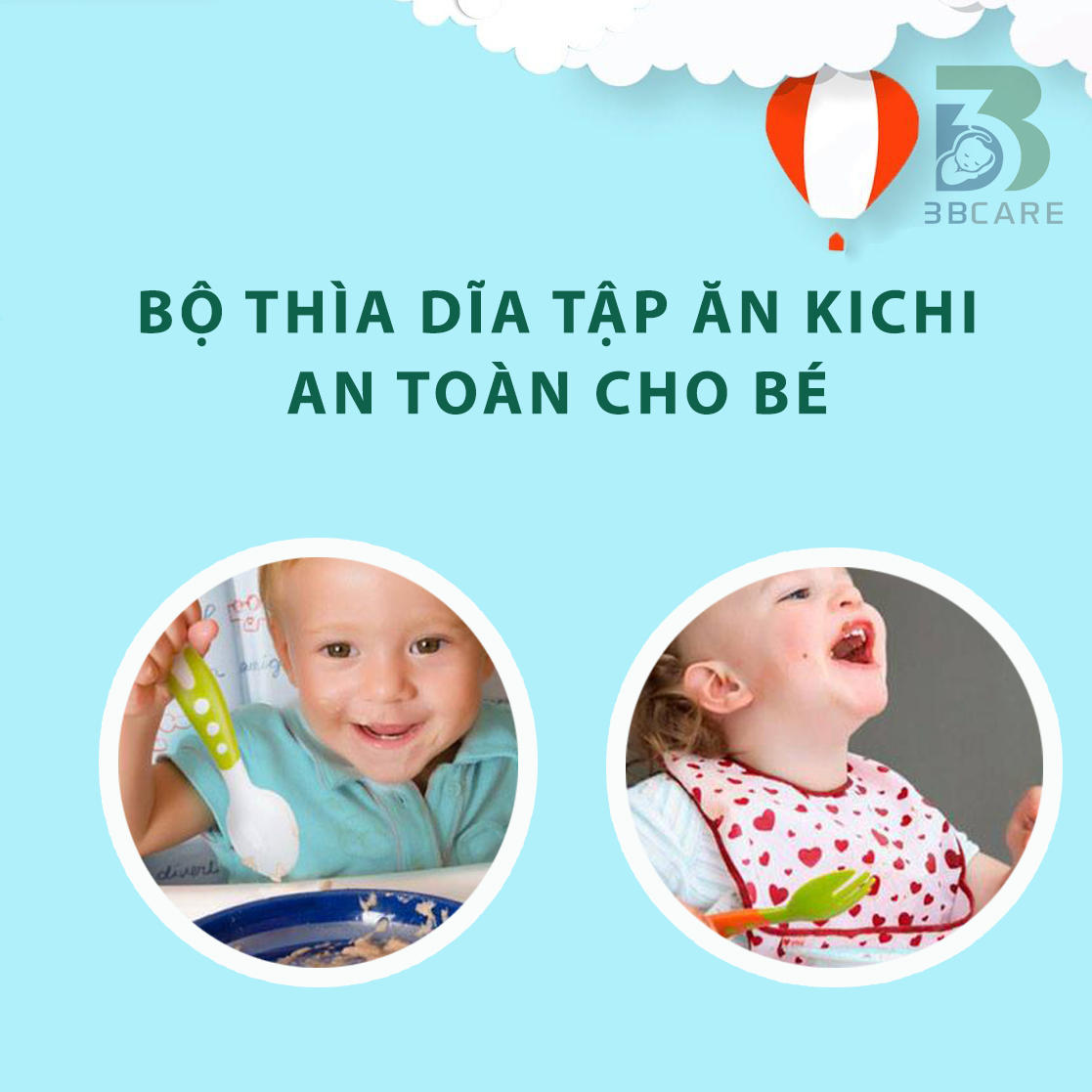 Bộ thìa dĩa tập ăn dặm Kichi cho bé