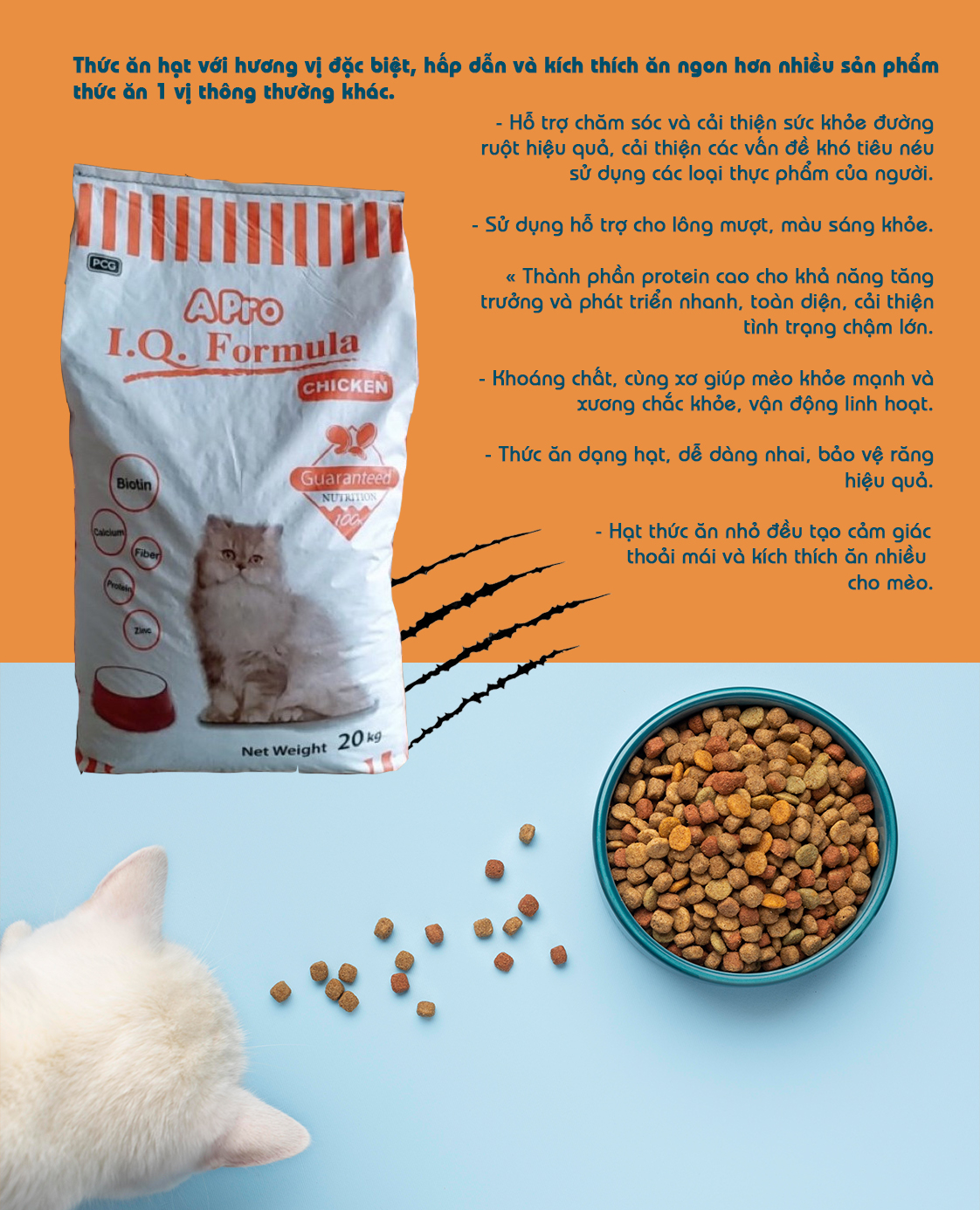 Thức ăn hạt cho mèo 500g Apro IQ Formula (Thái Lan)