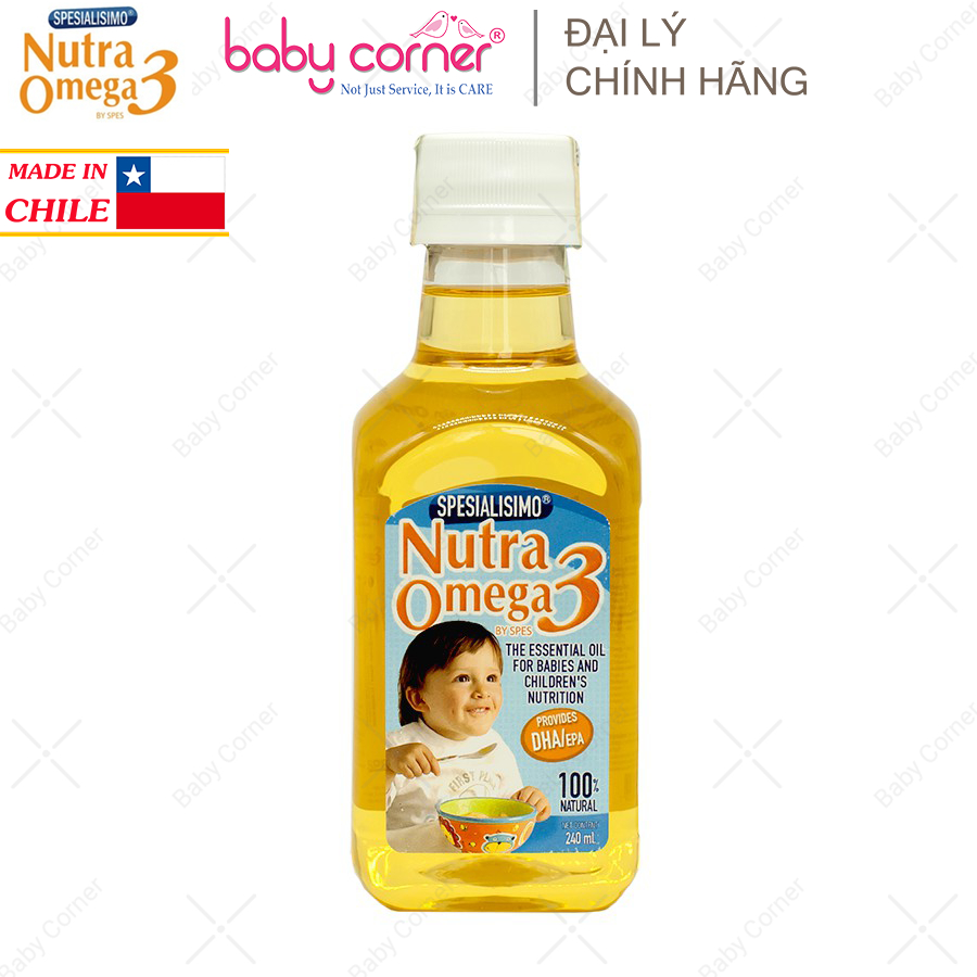 Dầu ăn dặm cá hồi nutra omega 3, bổ sung dha, chai 240ml cho bé 7m+