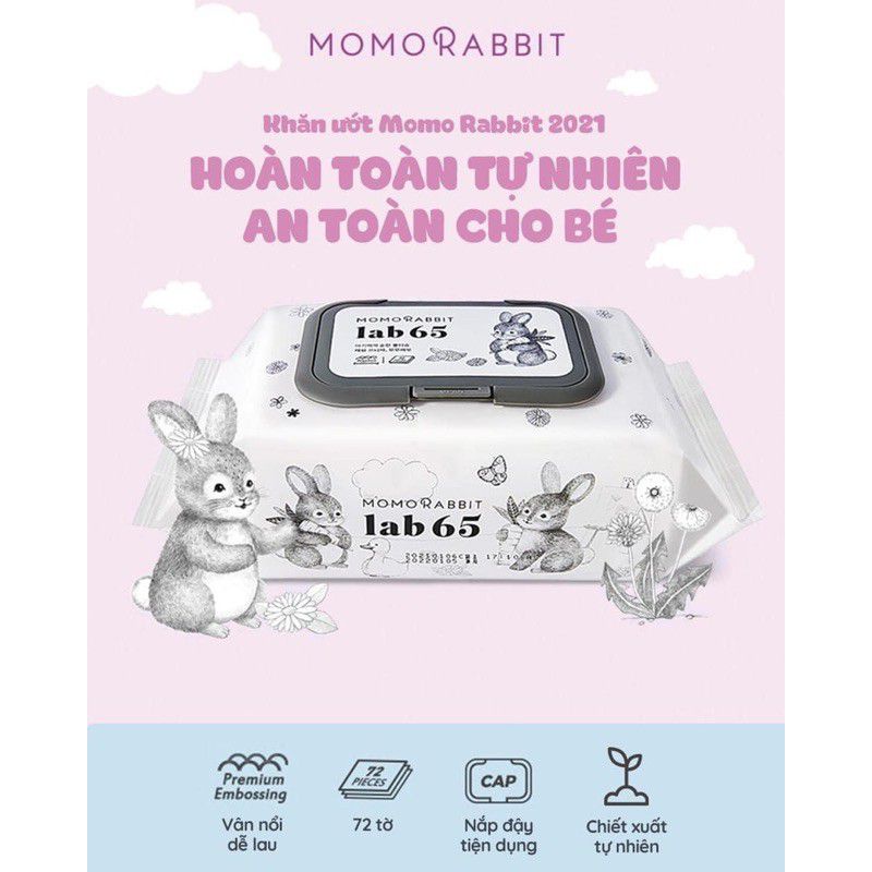 Khăn ướt cao cấp MOMO RABIT Hàn Quốc 72 tờ