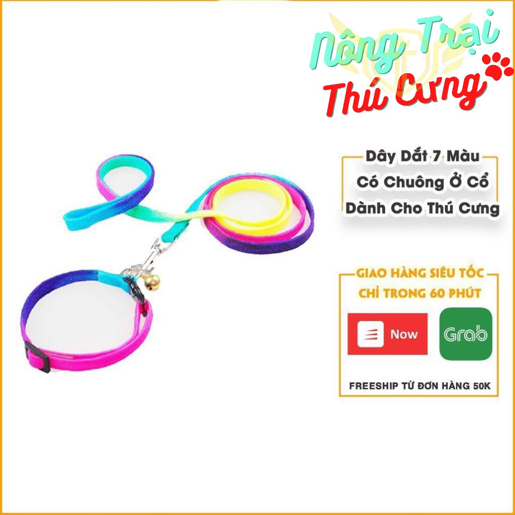 [HCM]Dây dắt chó bảy màu kèm vòng cổ