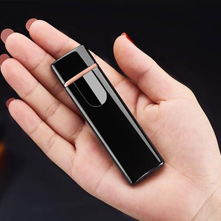 Bật Lửa Điện Cảm Ứng Vân Tay Siêu Mỏng Cao Cấp, bật lửa usb , bat lua dien , bat lua cam ung ( MẦU vàng)