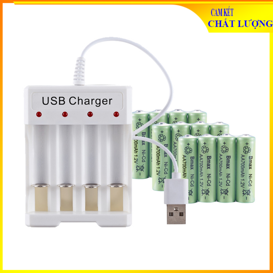 Sạc pin tiểu aa/aaa và pin tiểu aa 700mah cổng usb 4 bmax - có nhiều lựa chọn cho quý khách