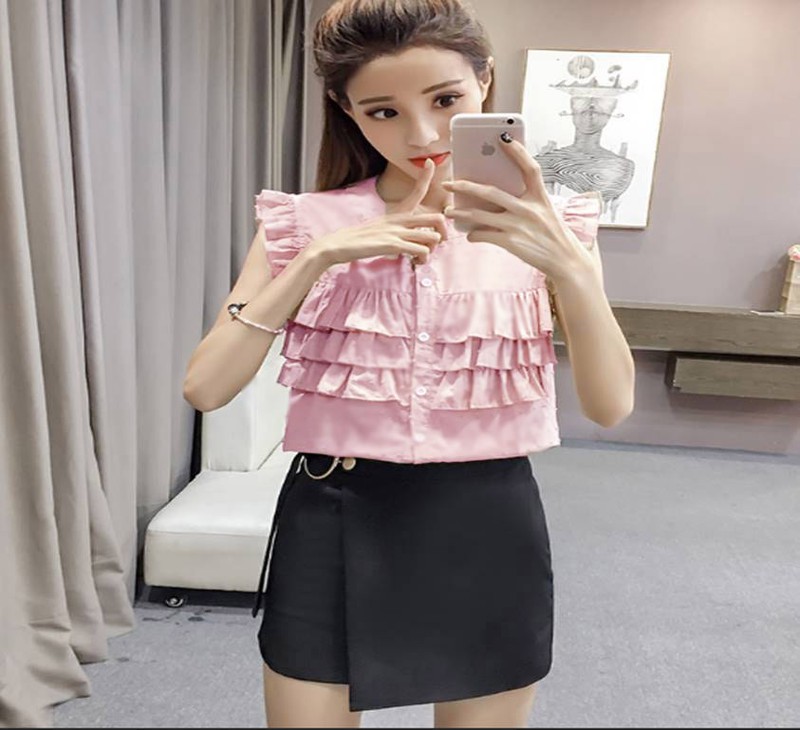 Sơ Mi Phối Bèo Dễ Thương