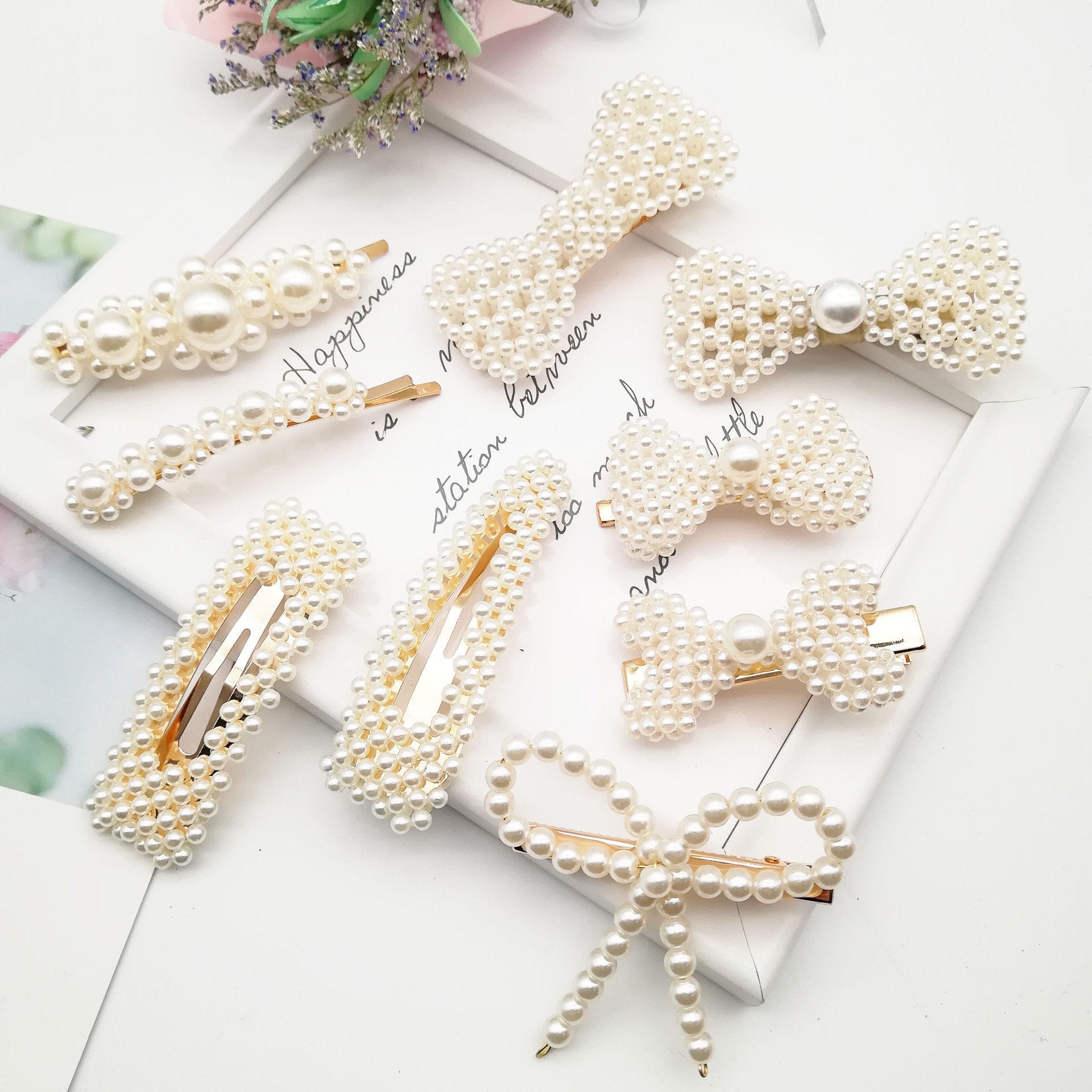 Set 5 kẹp tóc mái đính hạt mix ngẫu nhiên hot trend