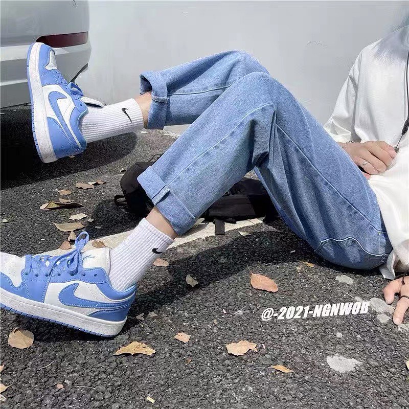 Quần Baggy Nam Jeans Đen Rách Gối Phom Suông Ống Rộng Dáng Đứng Trẻ Trung Hiện Đại Chất Vải Co Giãn Không Phai Màu