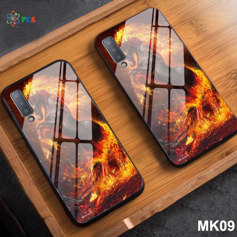 Ốp lưng Samsung Galaxy A7 2018 in 3D hình ngựa mặt kính cường lực