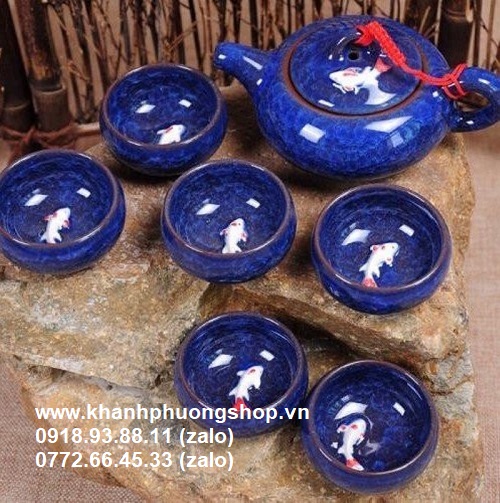 [HCM]bộ ấm chén hình cá 3d kèm khay