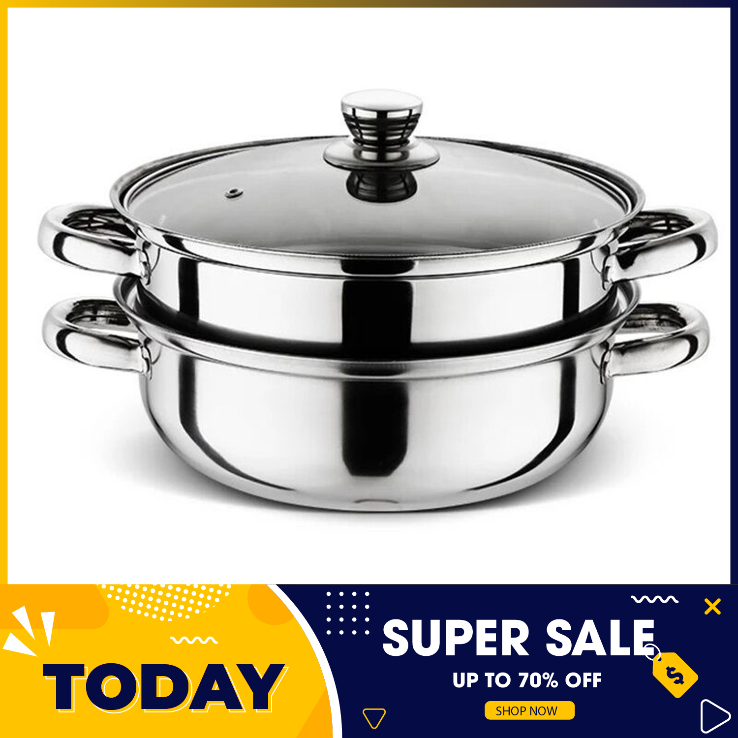 Nồi hấp cách thủy đa năng/ Nồi lẩu kiêm nồi hấp 2 tầng inox, Nồi hấp 3 tầng inox, dùng trên mọi loại bếp, dùng trên bếp từ, bếp điện, Xửng hấp, Cách nấu nồi lẩu hải sản, noi hap 2 tang, nồi hấp 3 tầng, xửng hấp inox