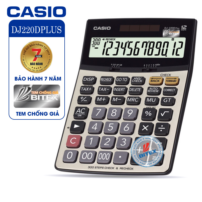 Máy tính Casio DJ-220D Plus - Chính Hãng Bitex, Bảo hành 7 năm