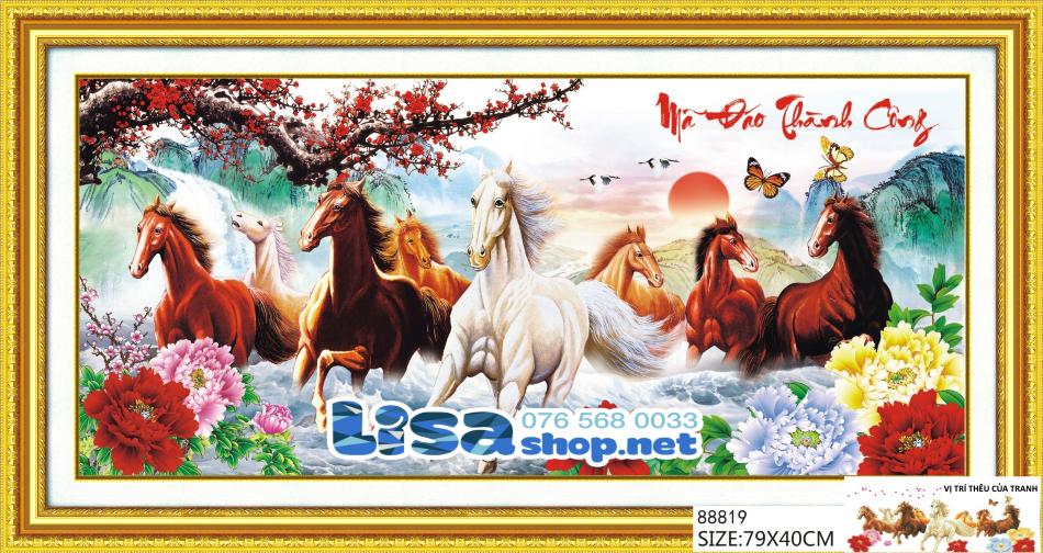 Tranh thêu MÃ ĐÁO THÀNH CÔNG 88819 (79x40cm) chưa thêu 53458