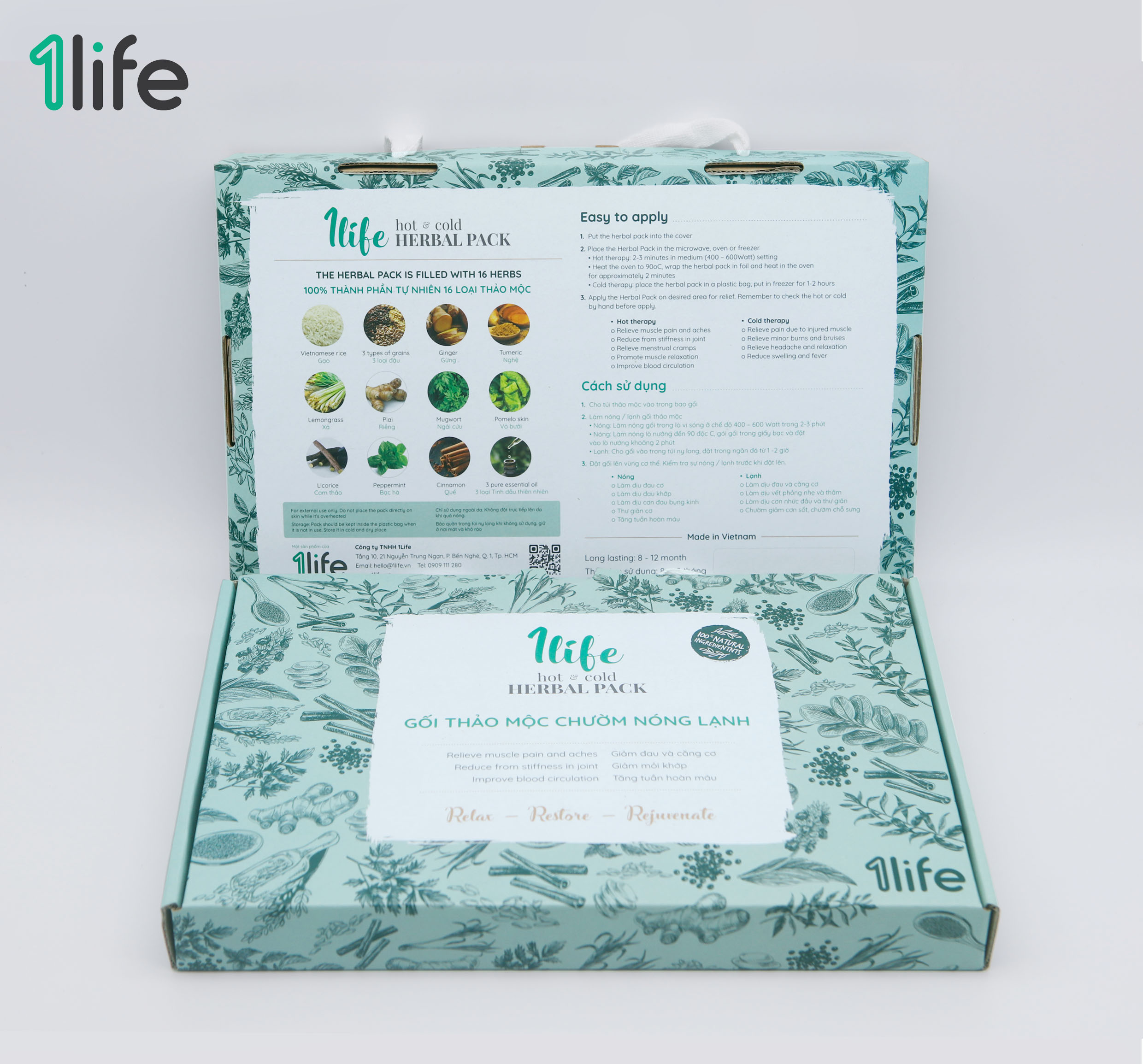 [FOLLOW1LIFE] Gối Thảo Mộc 1LIFE Chườm Nóng Lạnh (Gối cơ bản)