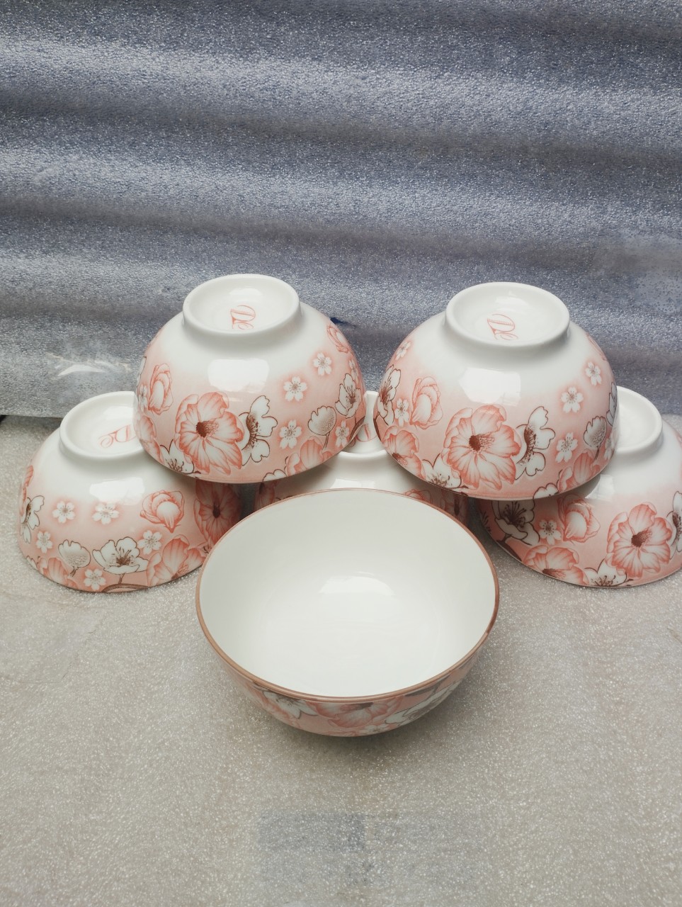 Combo 10 chén sứ, 5 chén cơm sứ hoa văn mèo GL114, chén cơm sứ trắng 11cm