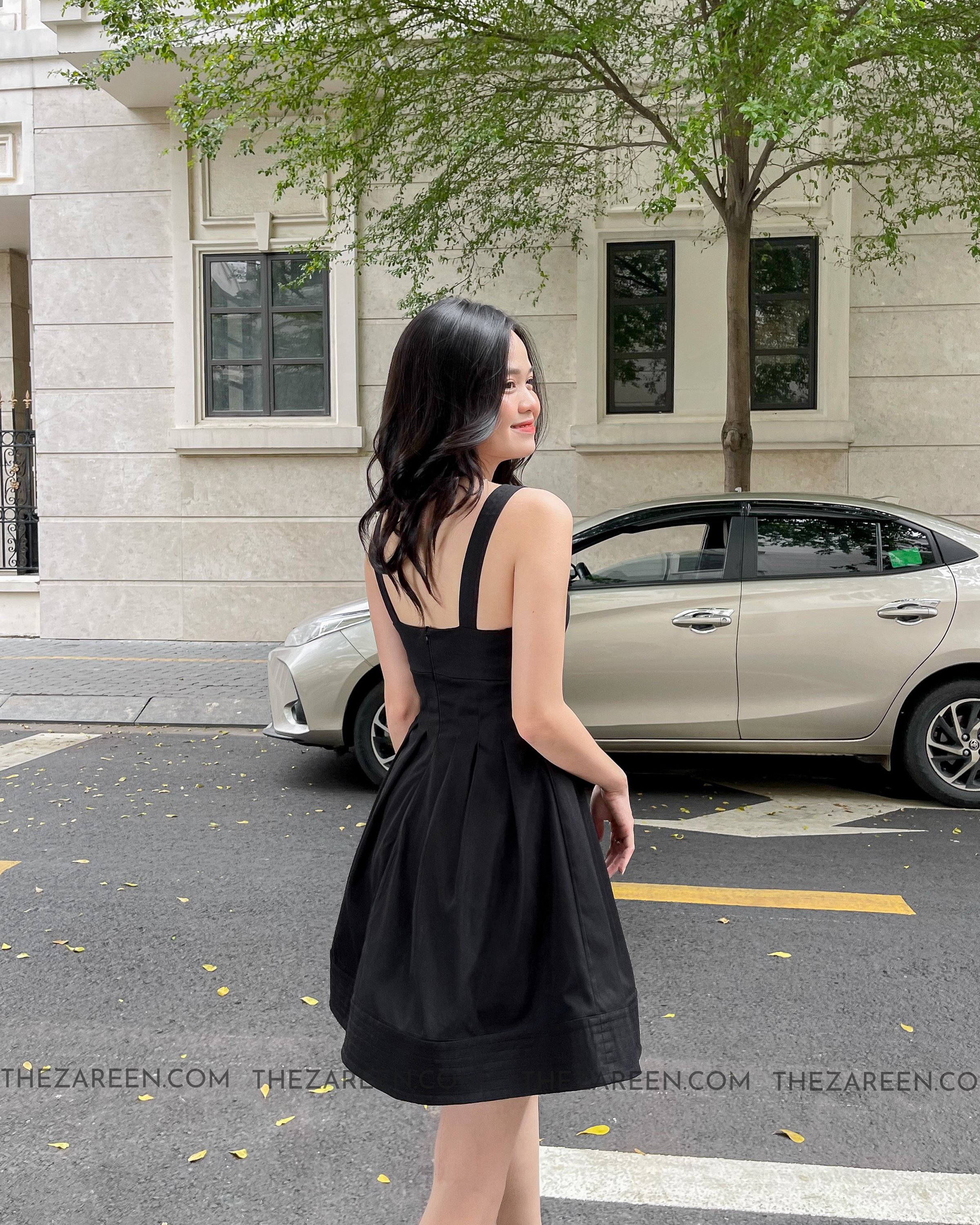 ZAREEN | ĐẦM TIỆC DÁNG XÒE 2 DÂY DAX60 ĐEN