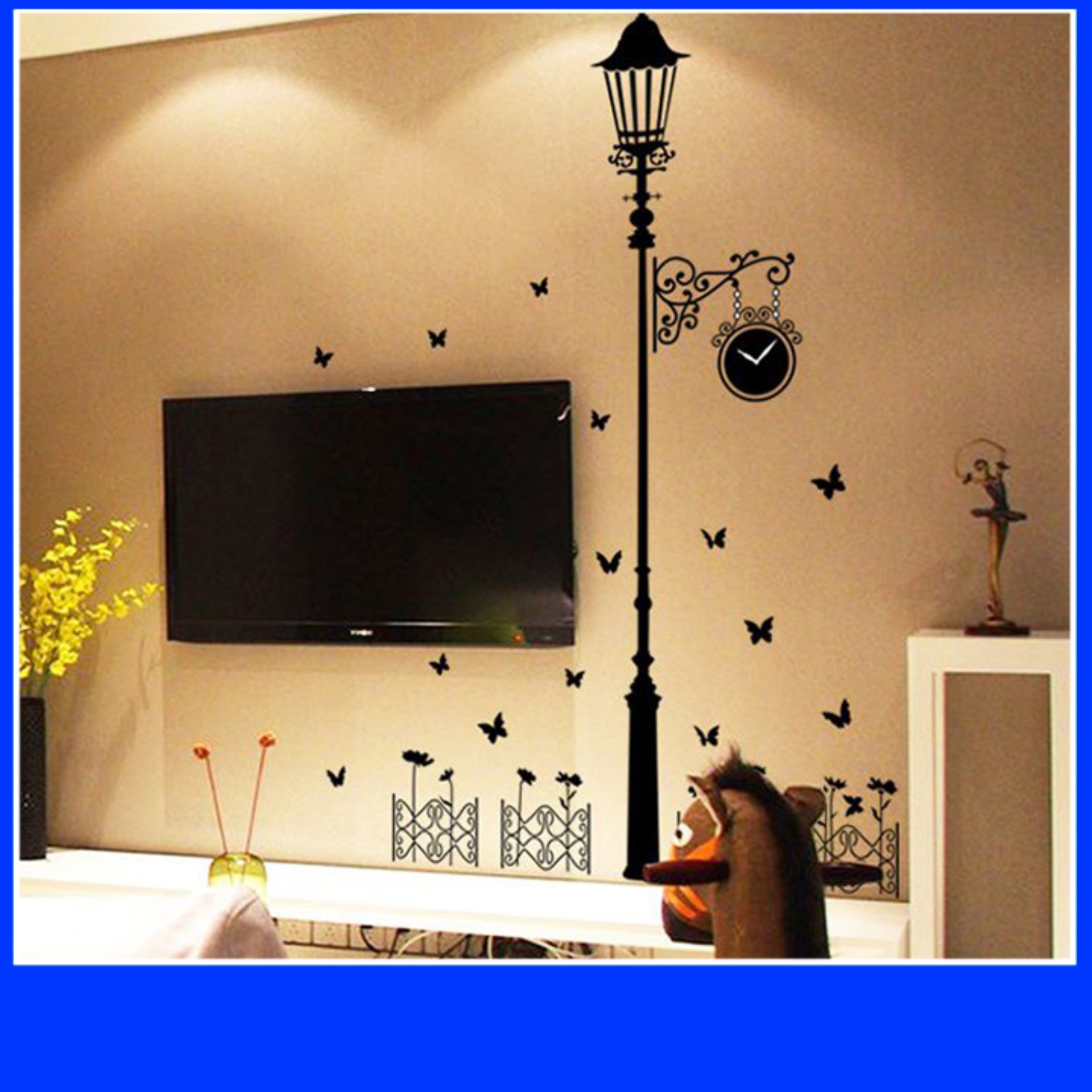 [HCM]Decal dán tường Amyshop- cột đèn màu đenDKN058