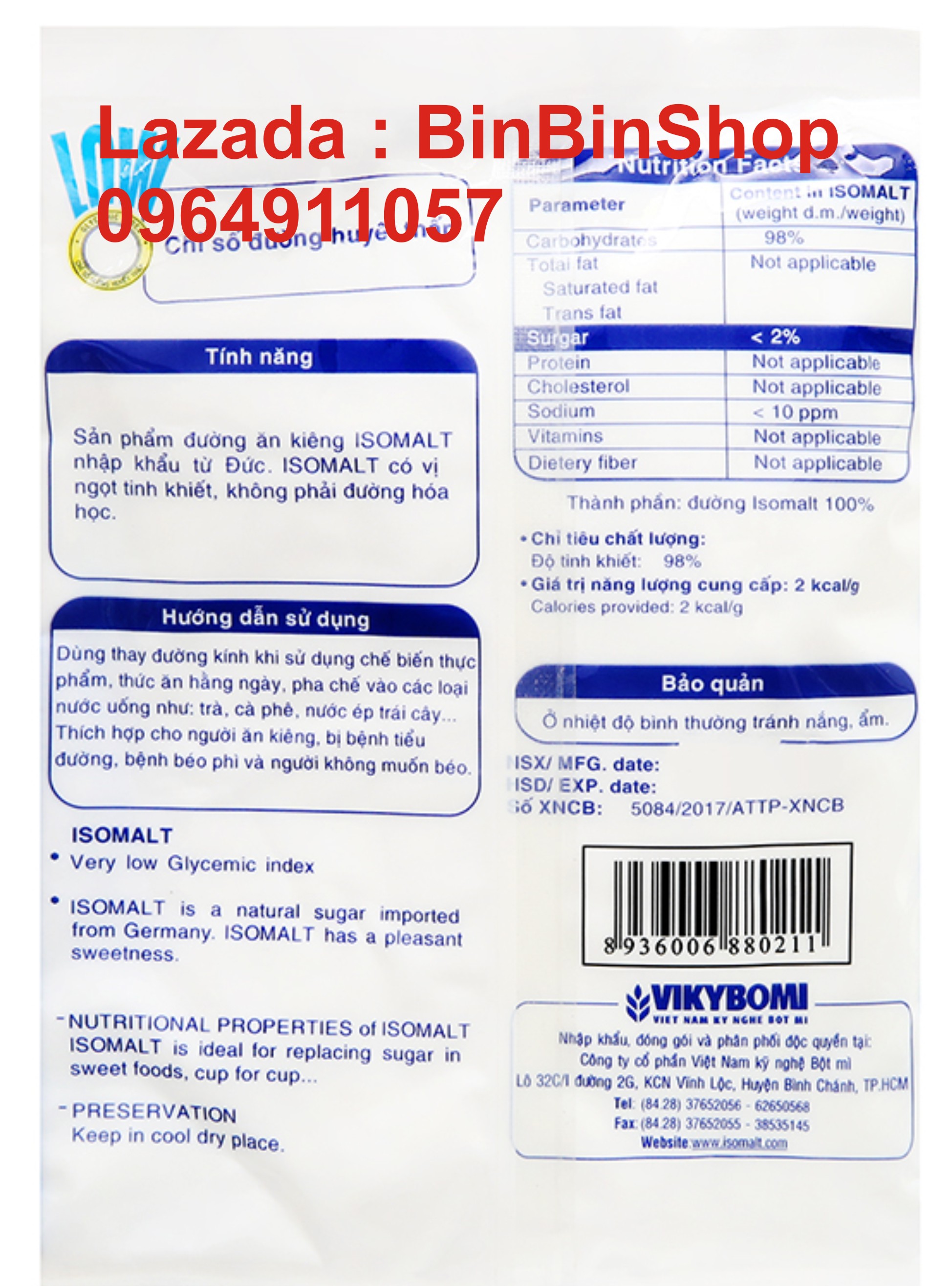 {Bình Ổn Giá} Đường ăn kiêng isomalt gói 300gram
