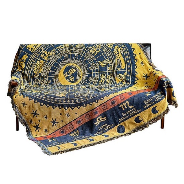 [Giá sỉ] Khăn phủ sofa thổ cẩm Cung Hoàng Đạo 180x230cm, 180x130cm, Thảm thổ cẩm trải sàn phòng khách trang trí, decor nhà cửa