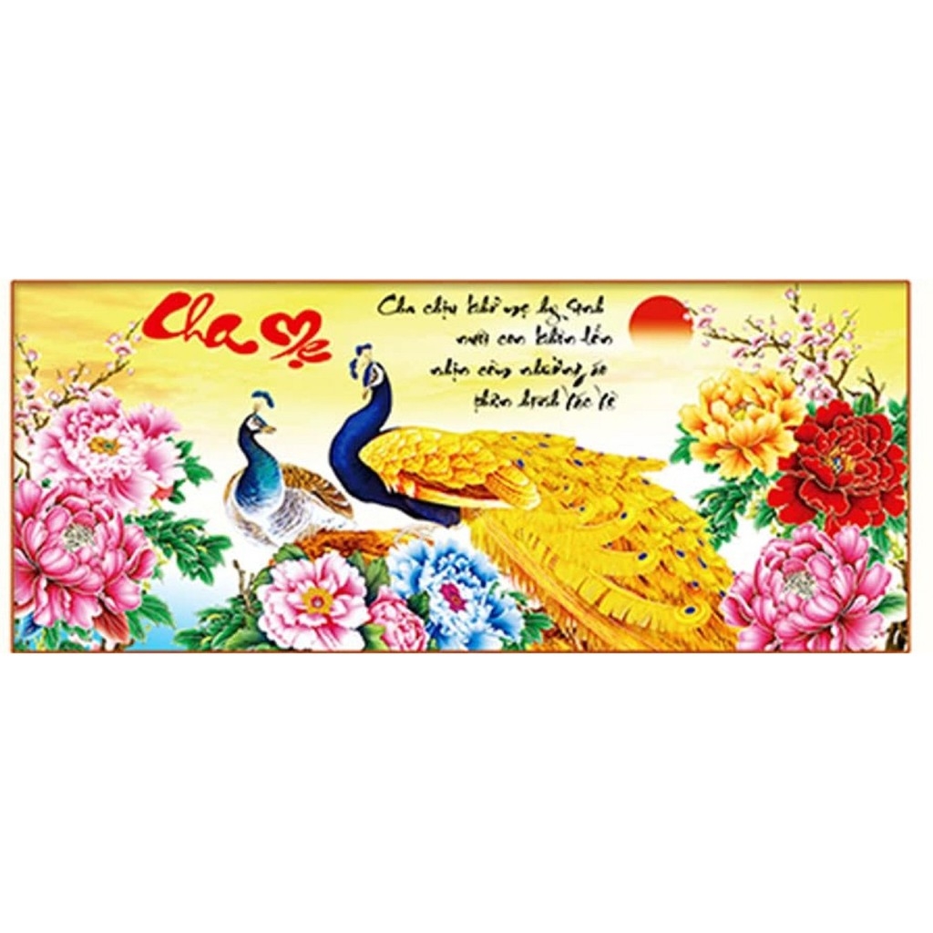 Tranh thêu 3d cha mẹ 92x43cm
