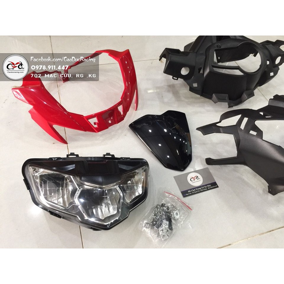 BỘ ĐẦU ĐÈN EX150 2019 GẮN CHO 2015 - MÀU ĐỎ