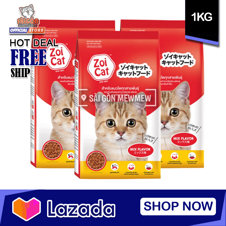 Hạt cho mèo ZOI CAT túi 1KG xuất xứ Thái Lan hương vị hấp dẫn