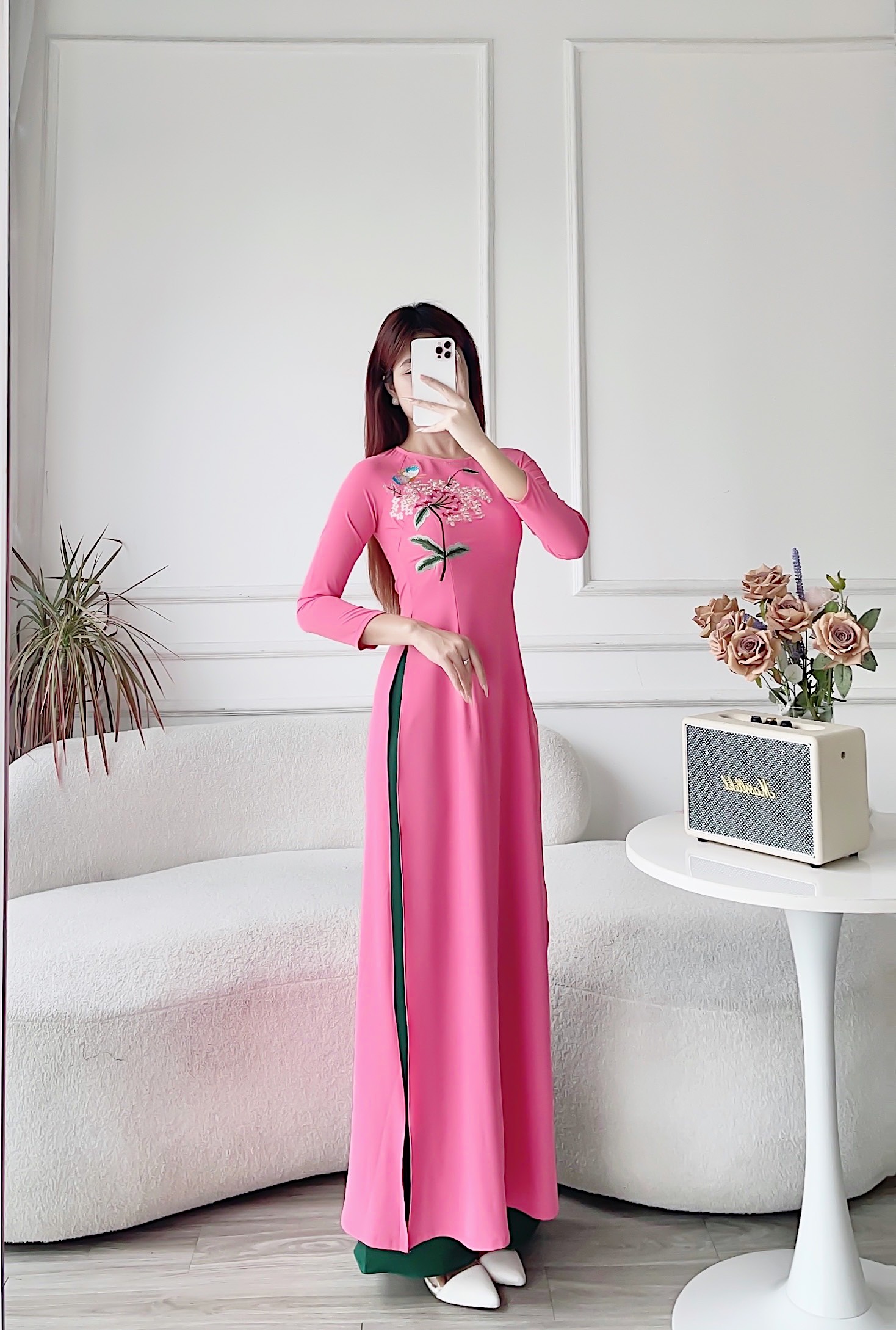 Áo dài áo dài cách tân lụa mỹ cao cấp áo dài nữ MÃ TK12
