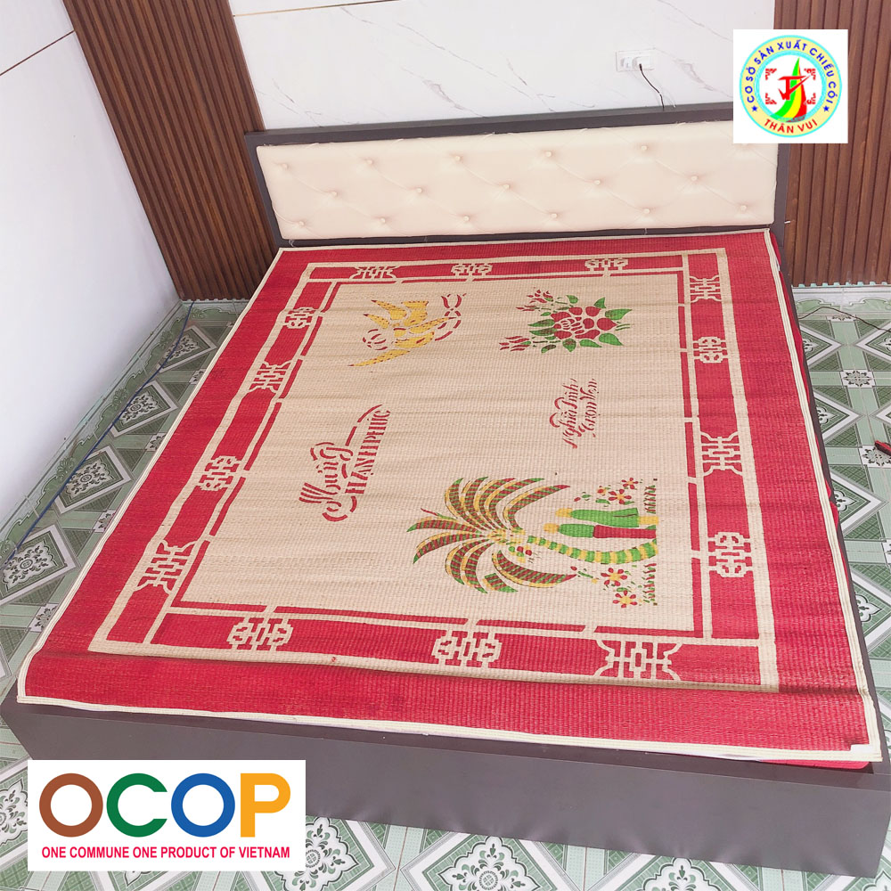 Chiếu Cói In Dừa - Chiếu Cói Thái Bình Kích Thước 1m8x2m
