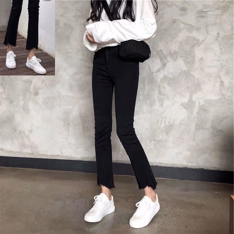 QUẦN JEAN NỮ ỐNG LOE ĐEN LOE GÓT