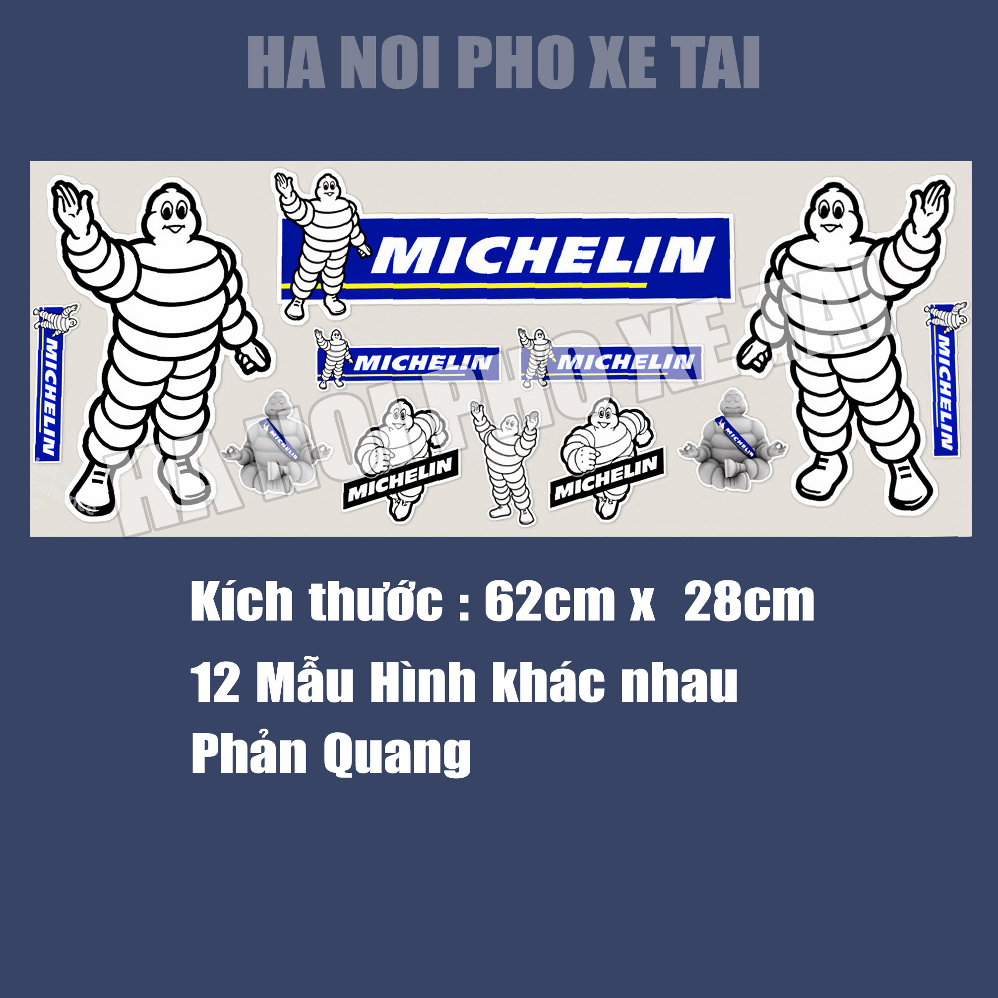 Set 12 Hình Michelin Phản Quang kích thước 62x 30cm