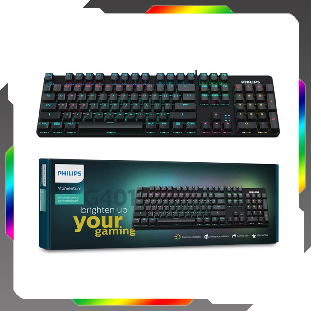 Bàn Phím Cơ Gaming Philips SPK8401, Full Size, Có Tặng Kèm KeyPuller Nhổ Phím, Phiên Bản Blue Switch