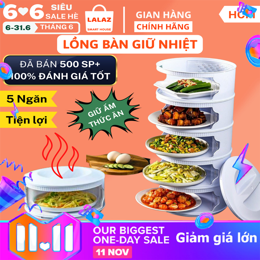 Lồng bàn 5 tần đa năng - lồng bàn giữ nhiệt thực phẩm - hộp đựng đồ ăn chống bụi, côn trùng - lồng bàn đậy thức ăn giữ nhiệt nhiều tầng - hộp đựng thức ăn.