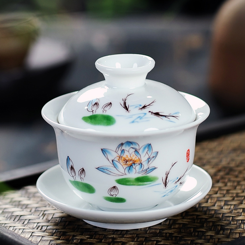 Chén Khải sứ trắng Bạch Định thấu quang 190 ml