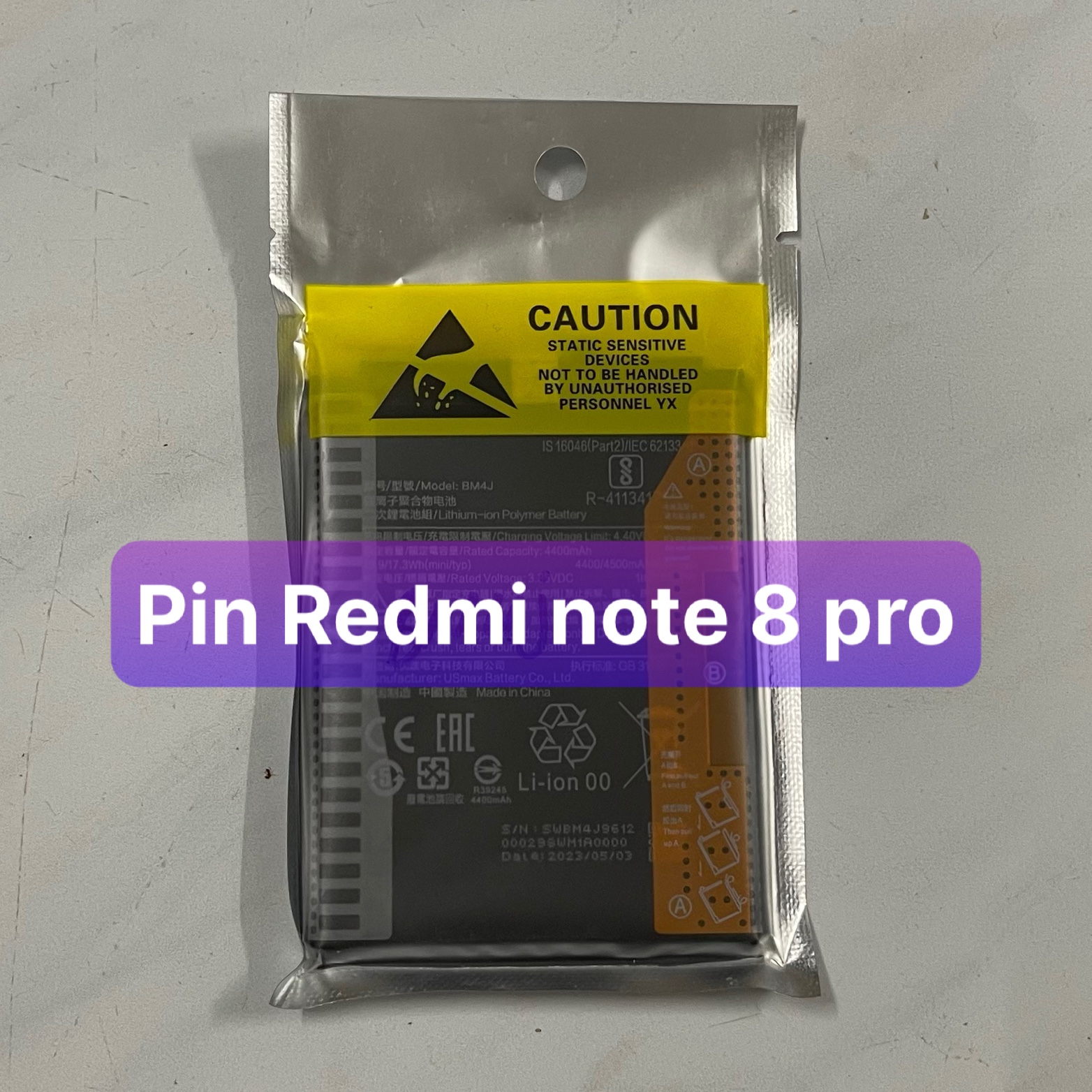 pin xiaomi Redmi note 8 pro model BM4J (zin bảo hành 3 tháng)