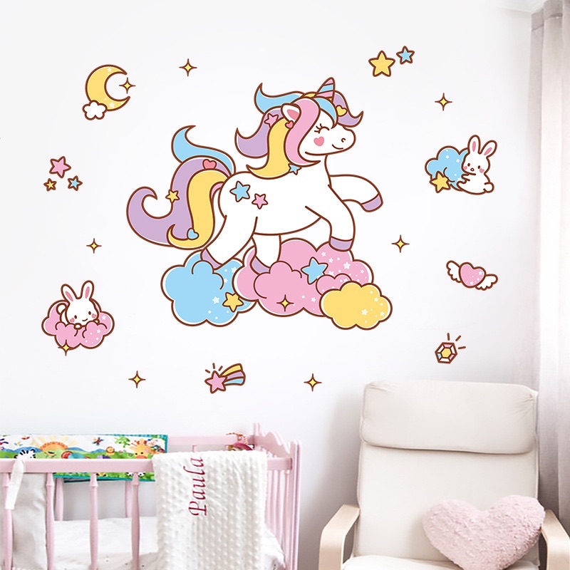 Decal tranh dán tường ngựa hạnh phúc to