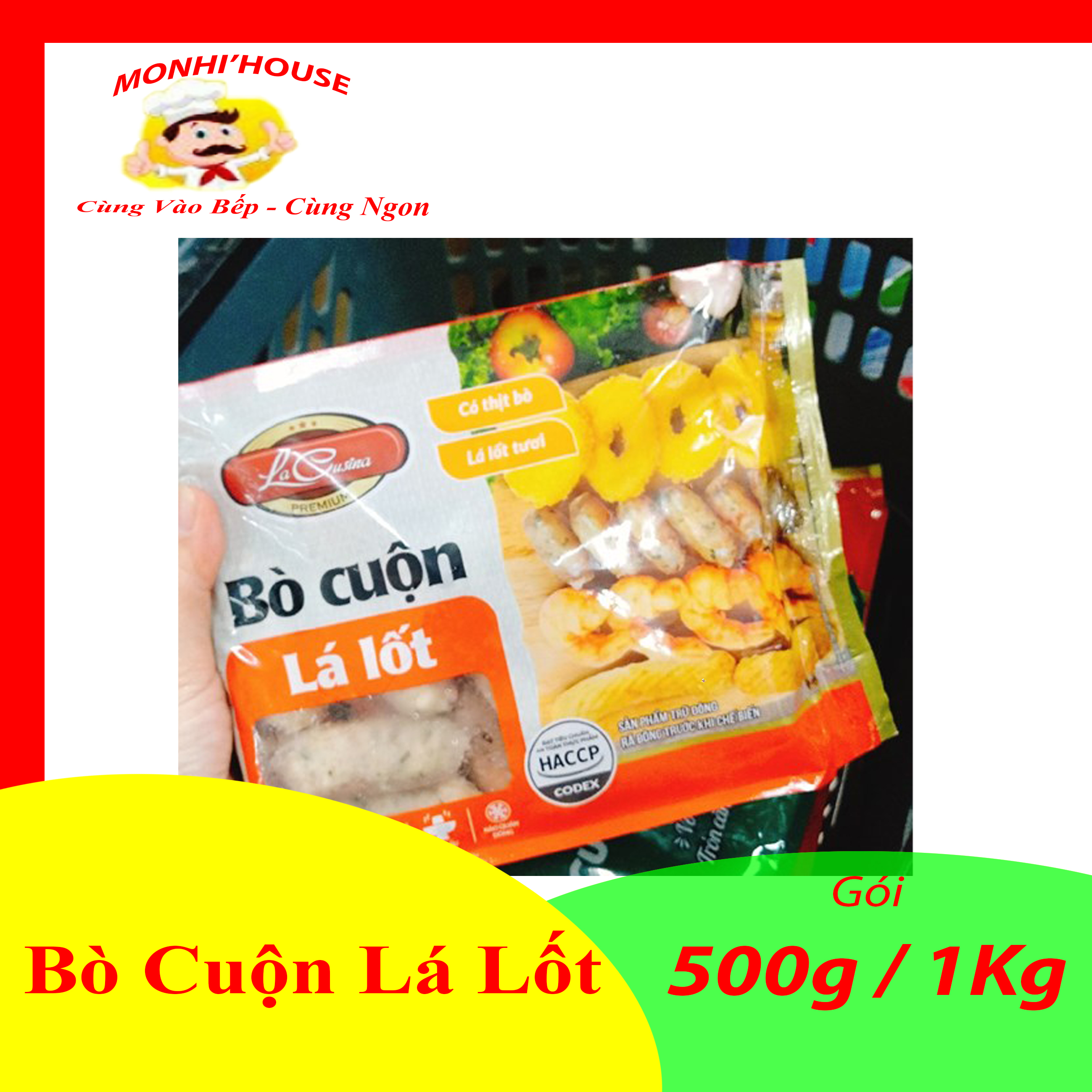 1Kg bò cuộn lá lốt Lacusina