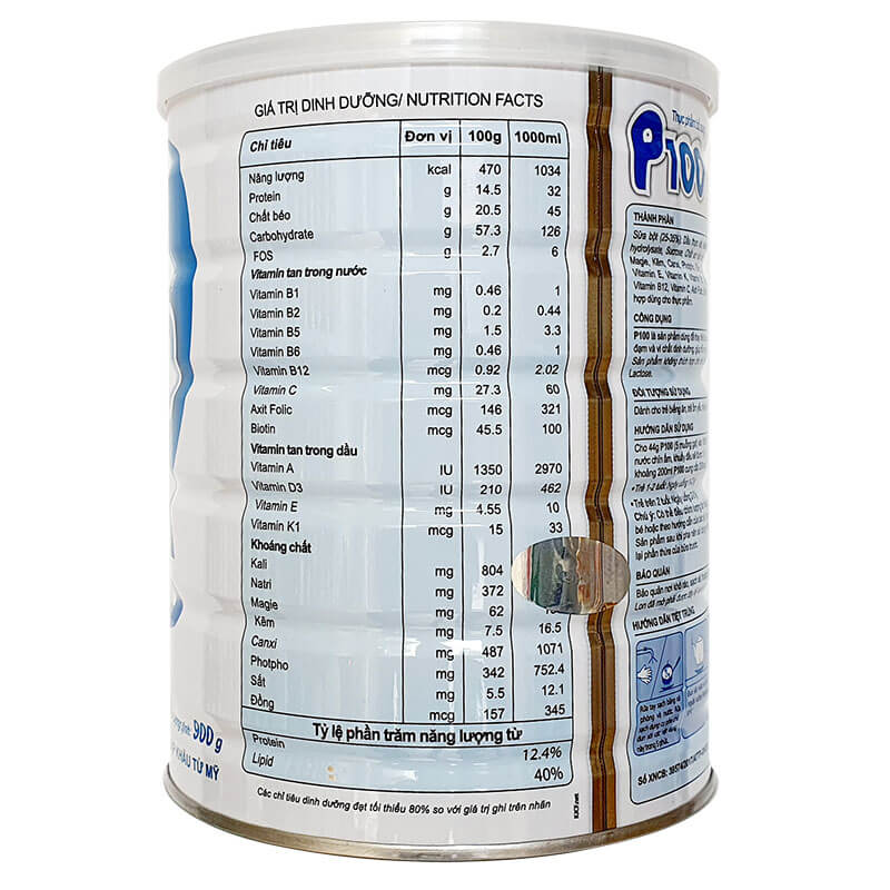 Sữa bột P100 900g (Dành cho trẻ 1_10 tuổi) (HSD 2026)