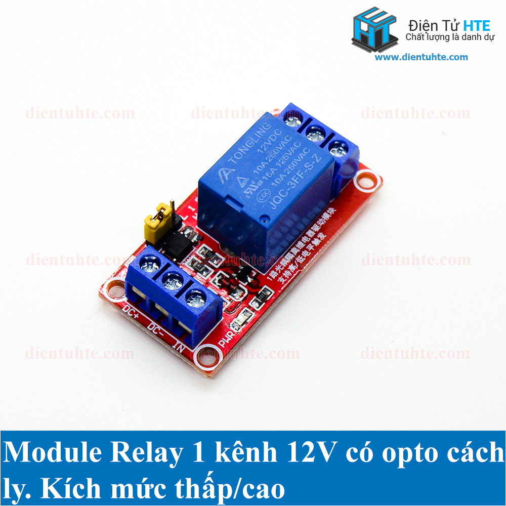 Module relay 1 kênh có opto cách ly kích mức cao - thấp điện áp 12V