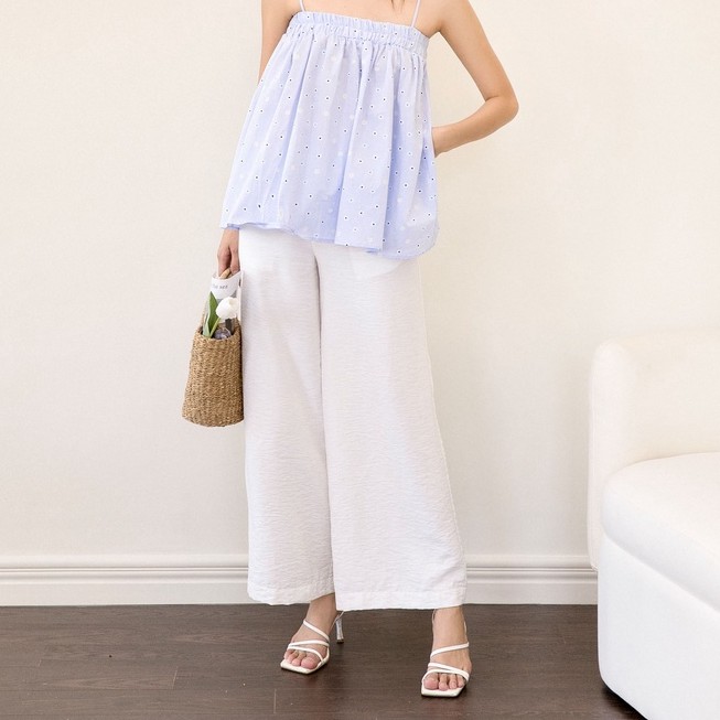 Quần MIEU culottes trơn dài HM12 (Trắng)