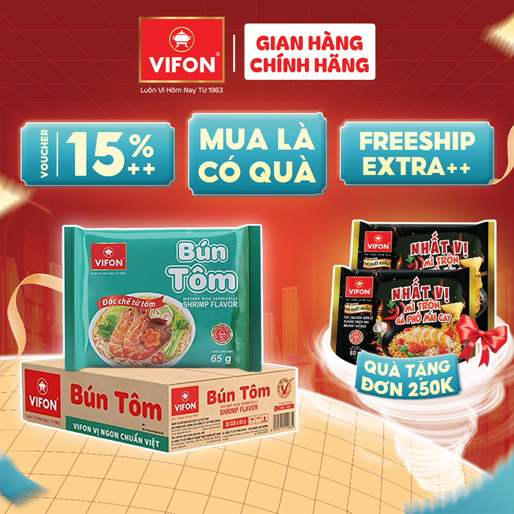 [VOUCHER 10%] Bún Tôm VIFON 65gr/Gói