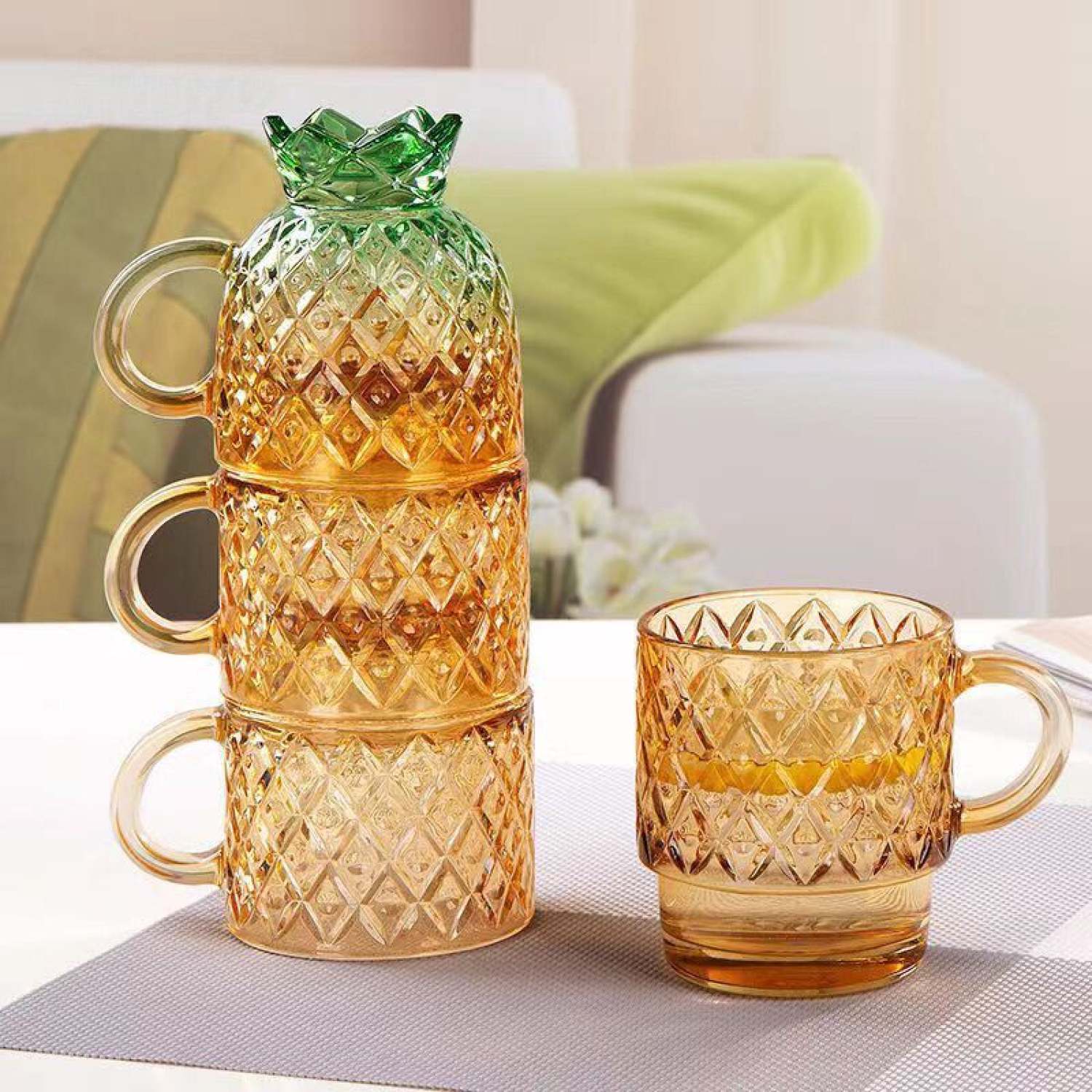 Bộ bình ly thuỷ tinh hình quả dứa