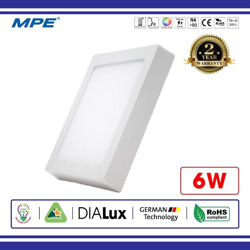 Đèn led panel ốp trần vuông nổi 6w mpe