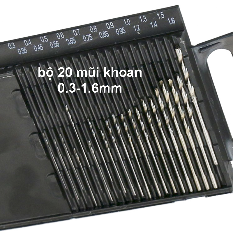 Bộ 20 Mũi Khoan 0.3-1.6mm Microbox