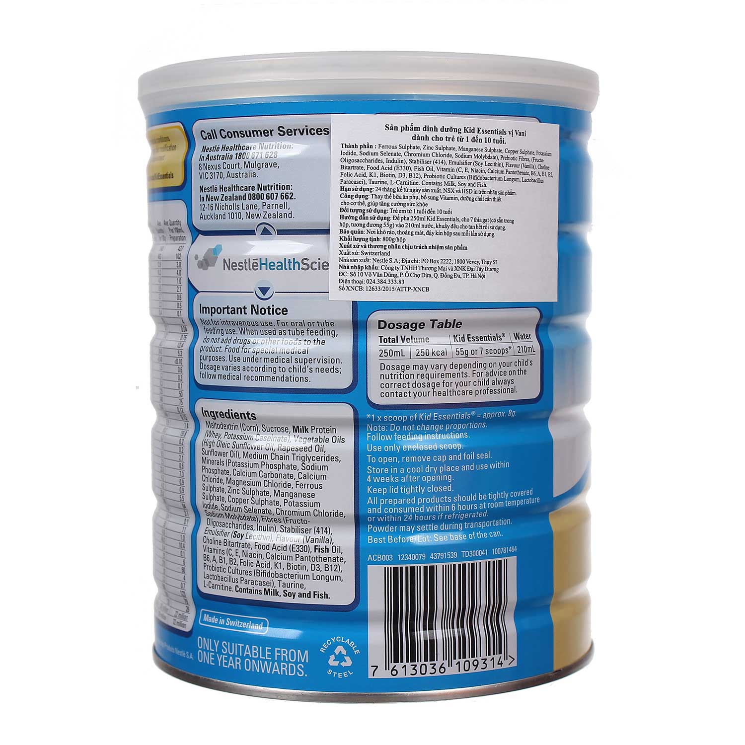 Sữa bột Nestlé Kid Essentials 800g