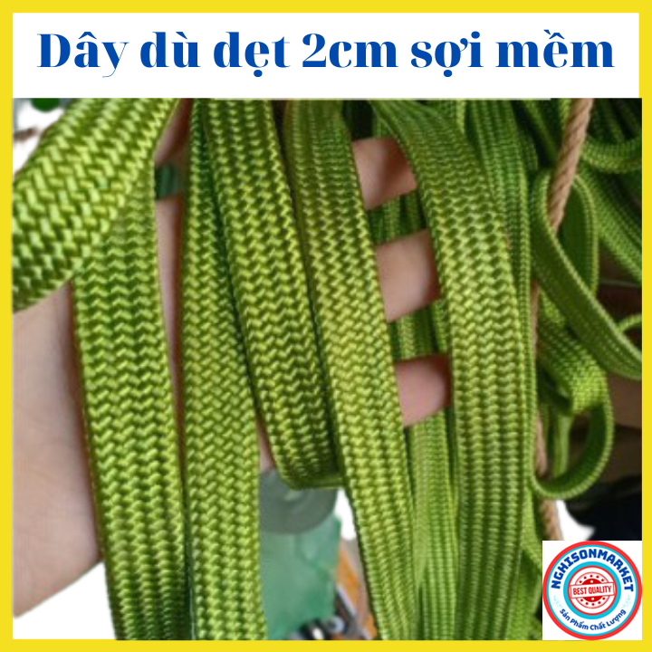 Dây dù dẹt 2cm màu xanh sợi mềm cuộn dài 12 mét