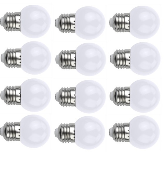 Bộ 12 bóng đèn trang trí tròn Trắng Led A40 1W E27