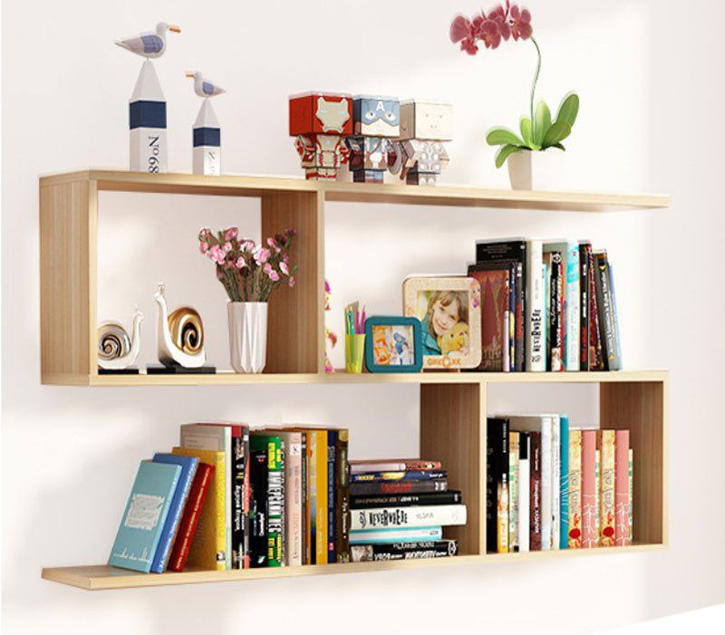 Kệ sách gỗ treo tường 2 ngăn dài 80cm (như hình)